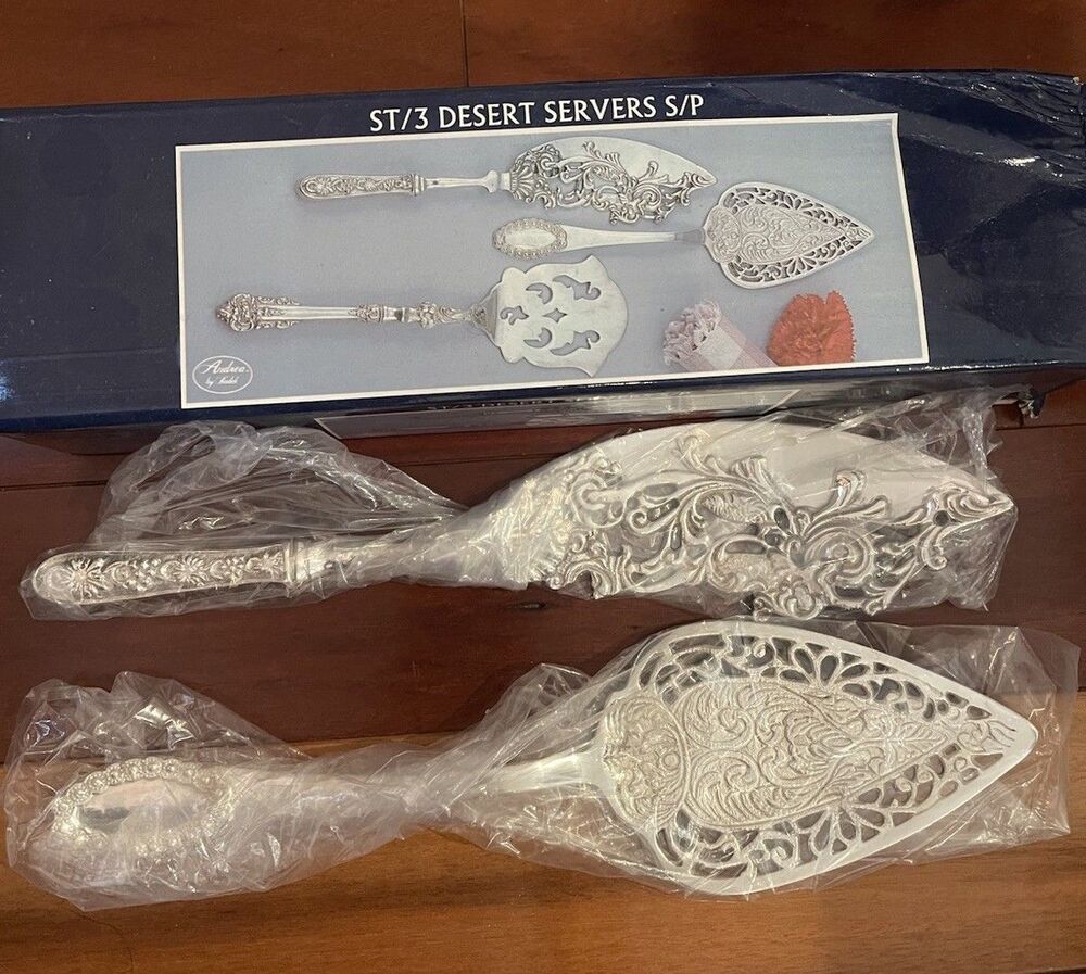 Andrea by Sadek Dessert Servers Silver-Plated  With Ornate Missing 1 pc
